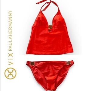 ViX by Paula Hermmany Coral red tankini set, size 6/8